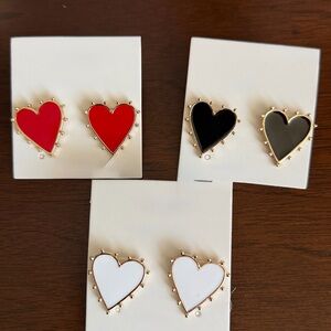 Heart-Shaped Gold and Enamel Earrings
